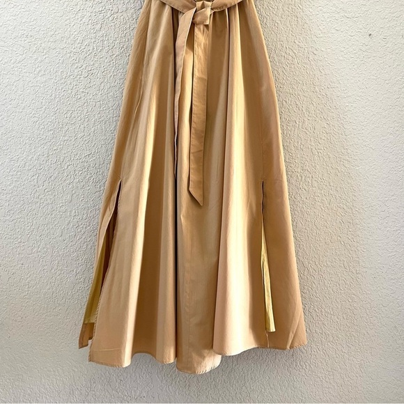 Karen Millen Dress Polished Cotton Cutout Midi Sleeveless Chic Tan Neutral NWT 4 - Picture 10 of 16